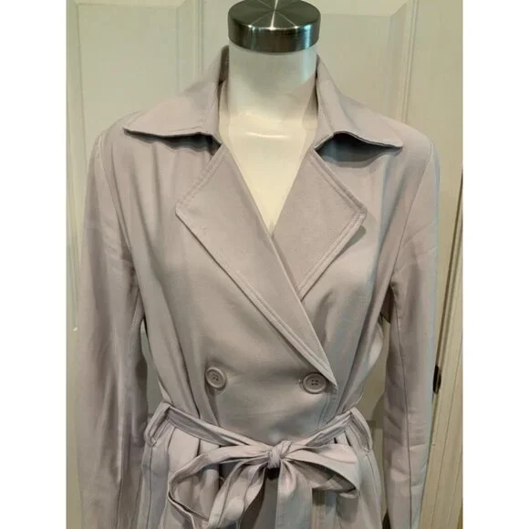 Gentle Fawn Gray Double Breasted Belted Long Trench Coat, Size S - Picture 2 of 10